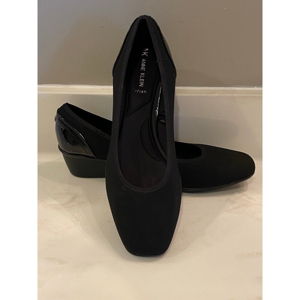 AK Anne Klein iflex Malani Black Womens Slip-on Wedge Heel Memory Foam Size‎ 8.5